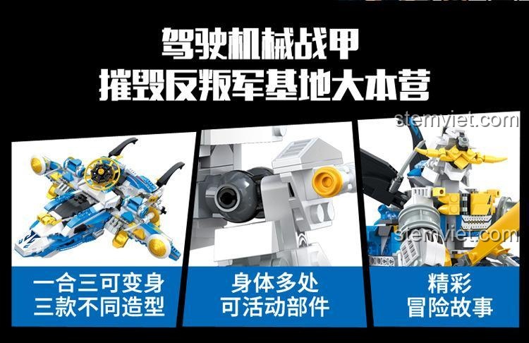 Robot Story WANGE 5669 - Bộ lắp ghép robot biến hình 3 dạng, 887 mảnh, 6 minifigures, phù hợp cho bé trai 6 tuổi trở lên, giá tốt