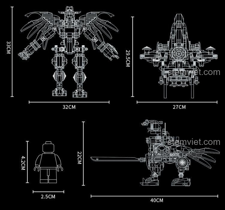 Robot Story WANGE 5669 - Bộ lắp ghép robot biến hình 3 dạng, 887 mảnh, 6 minifigures, phù hợp cho bé trai 6 tuổi trở lên, giá tốt