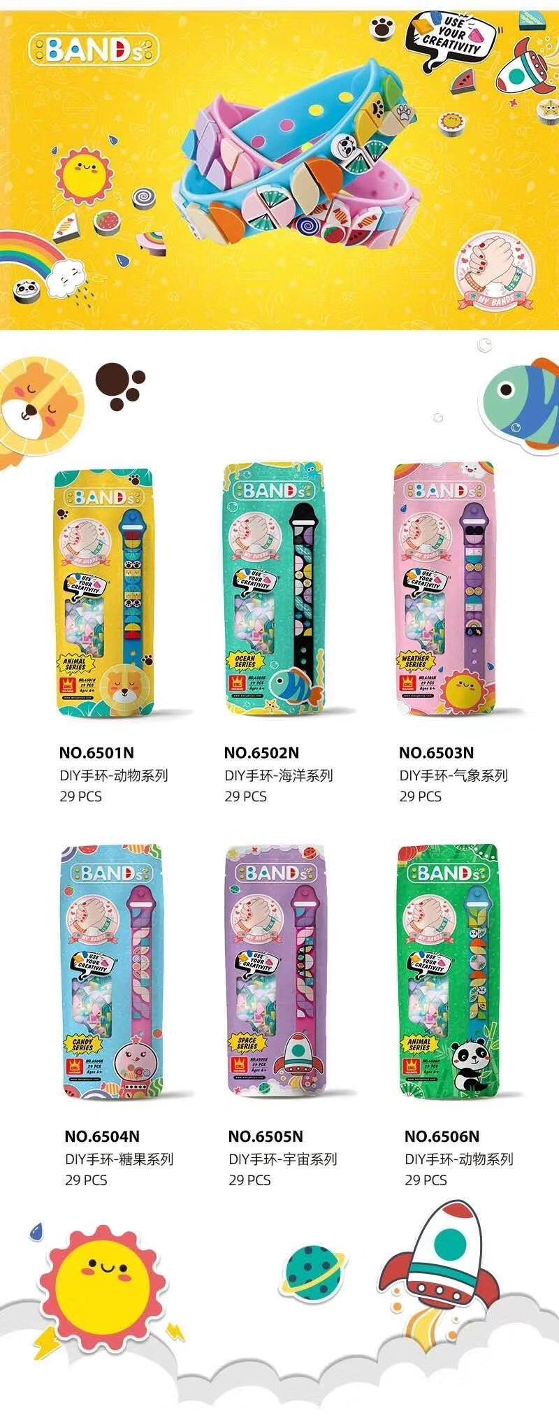 Bộ đồ chơi Vòng tay DIY WANGE 6501N-6506N, trọn bộ 6 chủ đề động vật, đại dương, vũ trụ... đồ chơi sáng tạo giá rẻ cho bé gái 6 tuổi thể hiện cá tính.