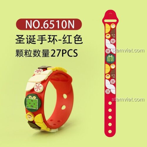 Đồ chơi sáng tạo Vòng tay Noel WANGE 6510N màu đỏ, gồm 27 mảnh ghép, món quà giá rẻ cho bé gái.