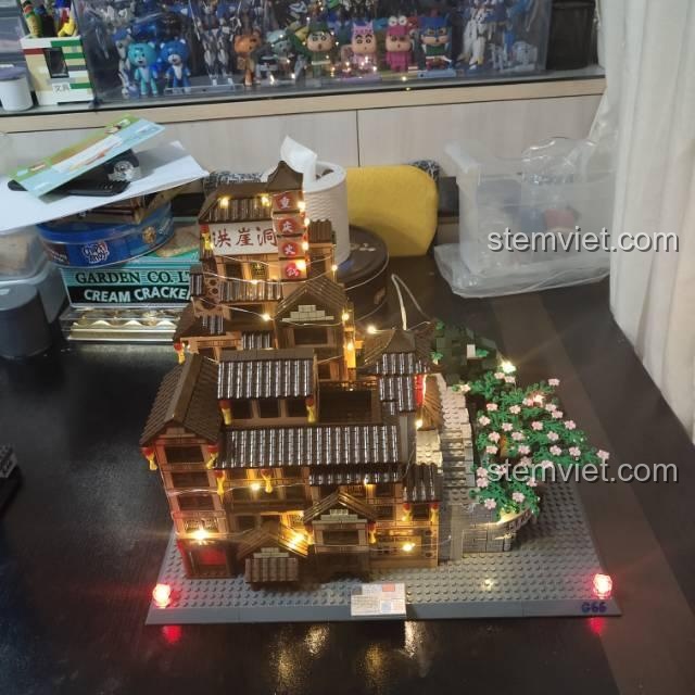 Ảnh review thực tế bộ lắp ghép WANGE 7213 Hồng Nhai Động có đèn LED, đồ chơi mô hình kiến trúc Trùng Khánh, chất lượng cao, giá tiết kiệm.