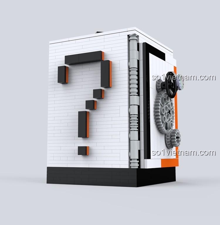 Mặt bên của bộ lắp ghép Wanwu W52 Hộp khóa giải mã ma thuật với chữ X, màu trắng, đen, cam, độ tuổi 14+