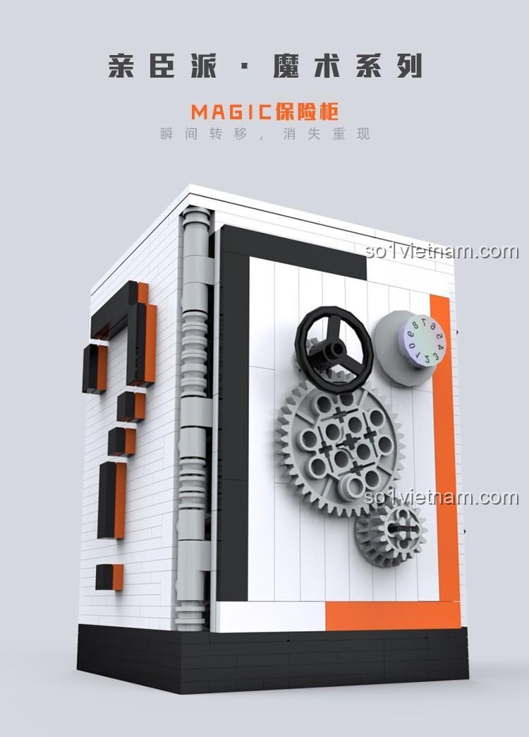 Bộ lắp ghép Wanwu W52 Hộp khóa giải mã ma thuật với thiết kế bên ngoài, bánh răng và đồng hồ, màu trắng, đen, cam, độ tuổi 14+