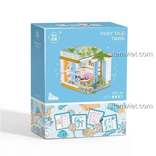 Hộp sản phẩm bộ lắp ráp Weile Chuangxiang 2072 Phòng khách lười biếng, đồ chơi xây dựng Thị trấn cổ tích, chất lượng đảm bảo, đáng tiền