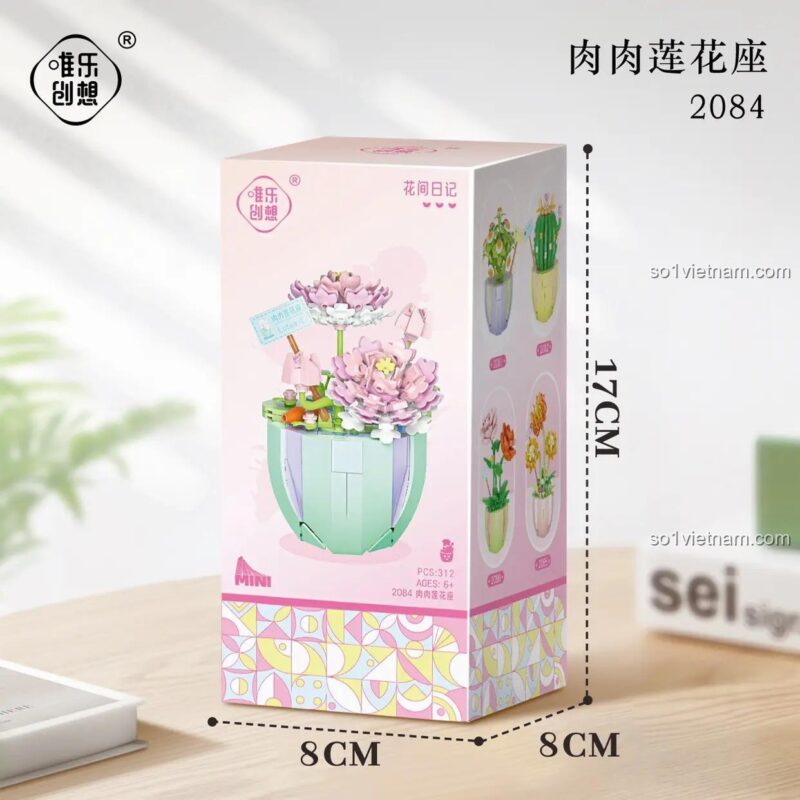 Đồ chơi xây dựng Chậu Hoa Sen Đá Mini 084 bộ lắp ghép Mô Hình Hoa Sen Đá 2084 hộp đẹp, món quà ý nghĩa cho bé gái 6 tuổi, giá tiết kiệm.