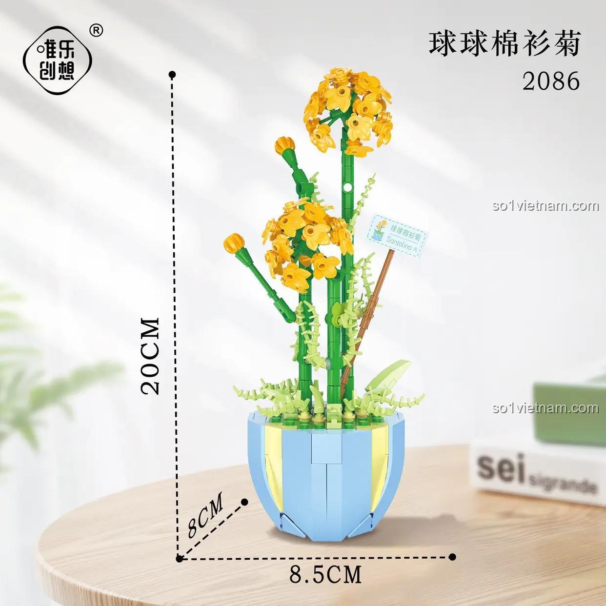 Bộ xếp hình 2086 thể hiện kích thước, mô hình hoa cúc đẹp mắt cho bé gái 6 tuổi.