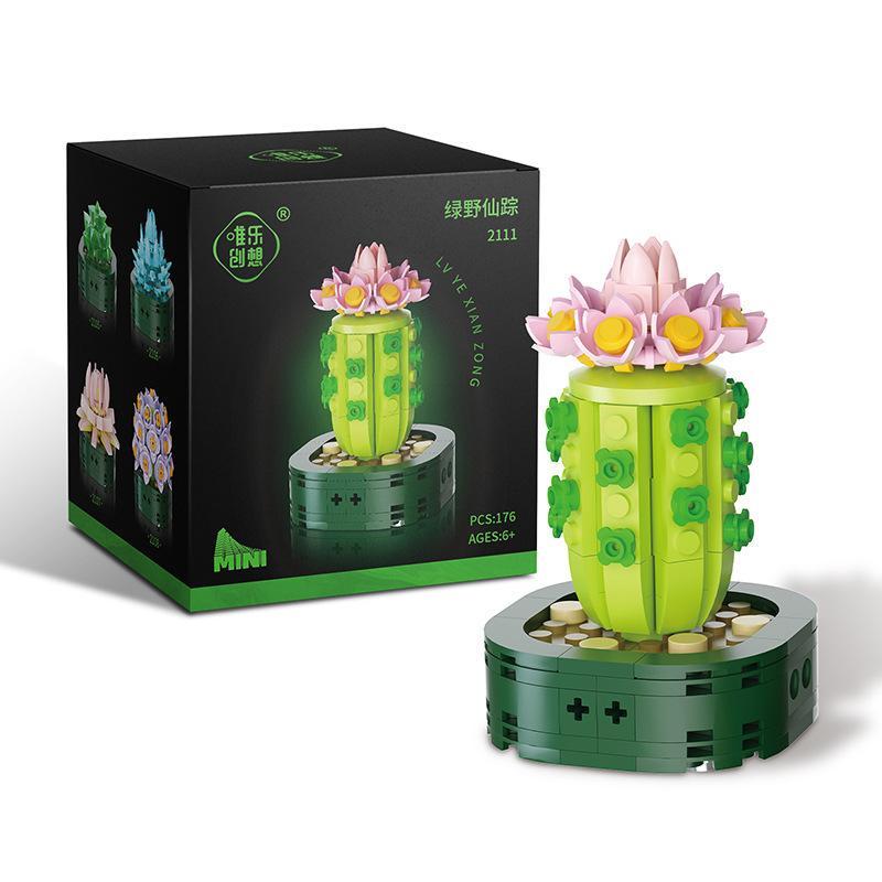 Bộ lắp ghép Weile Chuangxiang 2111 cây mọng nước Potted Garden 176 mảnh ghép cho bé gái 6 tuổi giá tốt