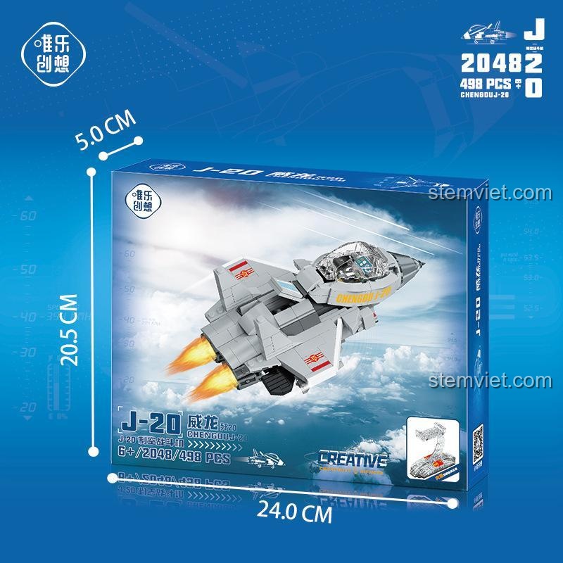 bộ lắp ghép Wele Creative 2048, hộp đồ chơi máy bay chiến đấu J-20 Thành Đô, đồ chơi cho bé trai 6 tuổi, giá tiết kiệm