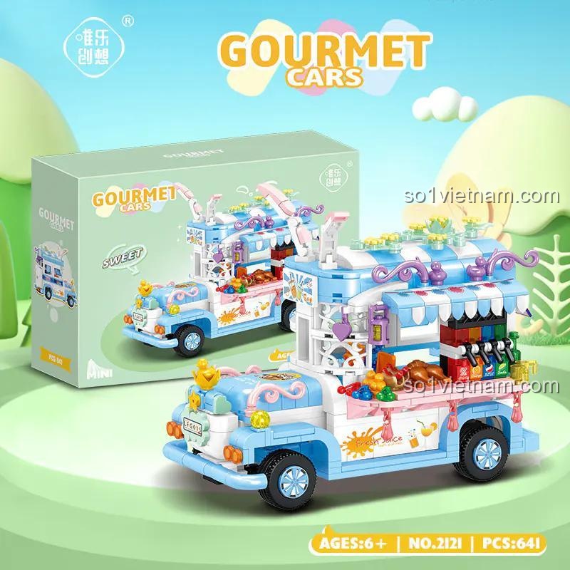 Set đồ chơi WC2121 Xe Tải Thực Phẩm Thỏ Đói, hai mô hình xe bán đồ ăn nhanh đáng yêu, chất lượng cao cho bé