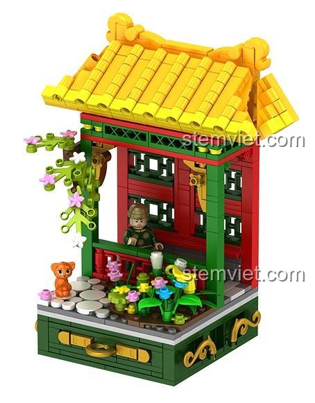 Mô hình Cung đình cổ trang Wekki 506002 Vườn Thượng Uyển Cảnh Xuân chi tiết tinh xảo, bộ xếp hình 443 mảnh cho bé gái 6 tuổi.