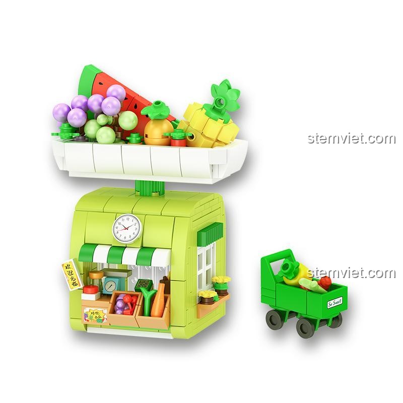 Mô hình cửa hàng trái cây Wekki 506042, bộ lắp ghép cửa hàng mini, đồ chơi giáo dục cho bé gái 5 tuổi, chi tiết sống động, giá tiết kiệm.