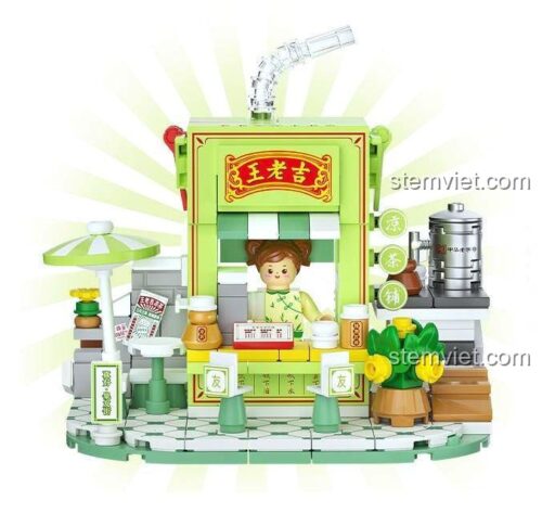 bộ xếp hình Tiệm Trà Vương Lão Cát, Quán Trà Thảo Mộc Vương Lão Cát Wekki, mô hình quán trà chi tiết, đồ chơi cho bé 6 tuổi, bé trai, bé gái, giá tiết kiệm