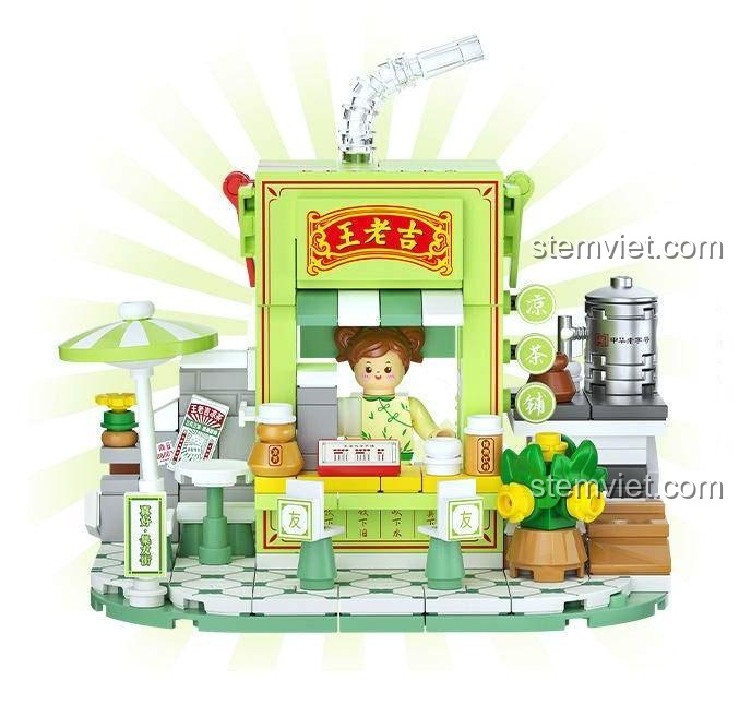 bộ đồ chơi Wekki 06051, đồ chơi xây dựng Quán Trà Vương Lão Cát, mô hình quán trà thảo mộc, đồ chơi cho bé 6 tuổi, bé trai, bé gái, giá trị cao