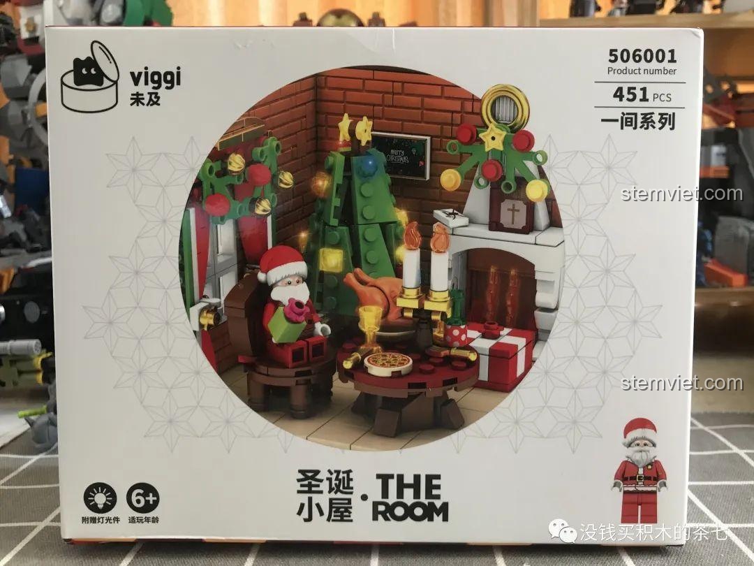 Cảnh Giáng Sinh Ấm Áp Wekki 506118 với góc nhìn tổng thể, thể hiện sự ấm áp và chi tiết của bộ lắp ghép, đồ chơi mô hình giá tốt.