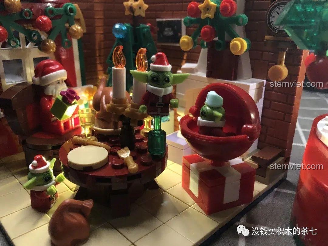Góc nhìn khác của Cảnh Giáng Sinh Ấm Áp Wekki 506118 với Grogu, thể hiện sự linh hoạt trong việc trang trí, đồ chơi mô hình giá tốt.