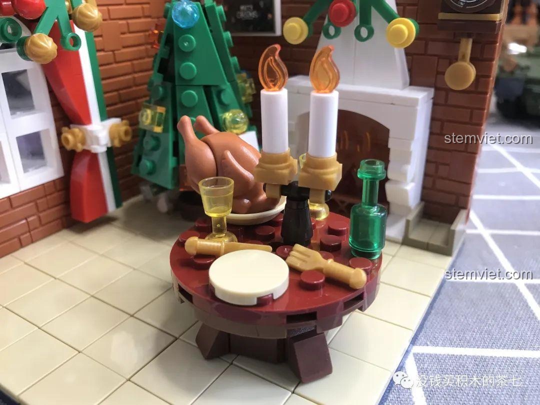 Hướng dẫn lắp ráp bàn ăn và các phụ kiện trong bộ đồ chơi Wekki 506118, minh họa rõ ràng, giúp bé dễ dàng thực hiện.