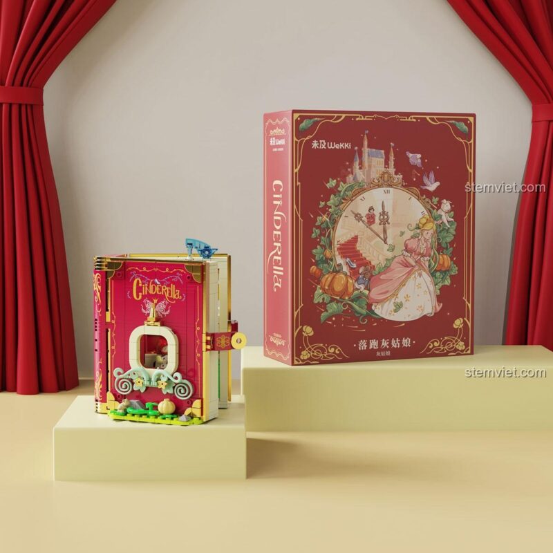 Mô hình Sách Cổ Tích Lọ Lem Wekki 506174 và hộp sản phẩm, bộ lắp ghép 622 mảnh, đồ chơi sáng tạo có đèn LED, quà tặng bé gái 6 tuổi.