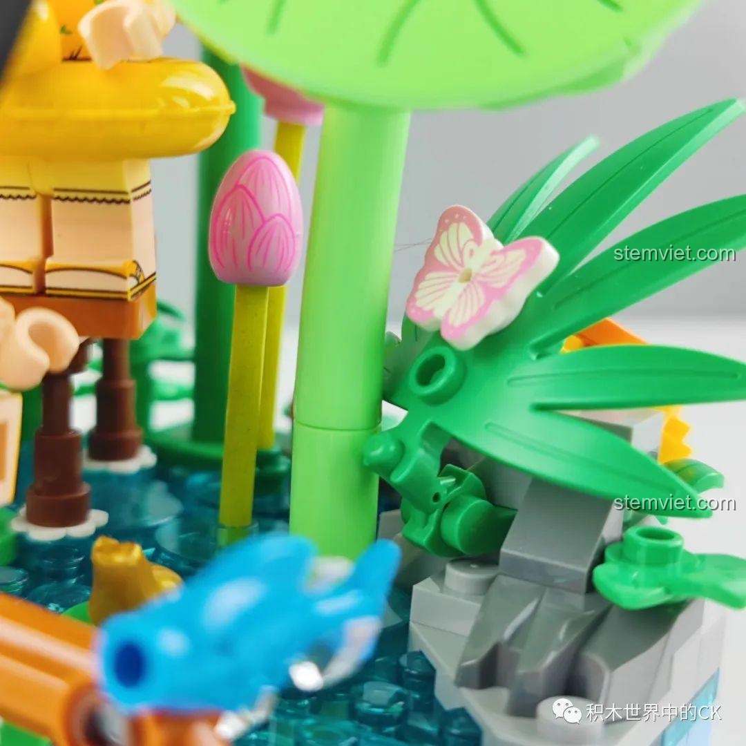 Chi tiết con chuồn chuồn và các bông hoa nhỏ trong bộ Wekki mùa xuân.