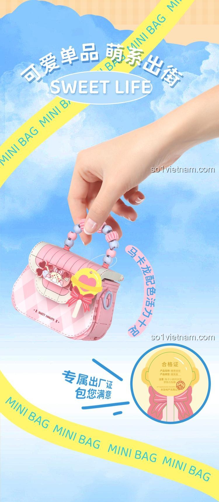 Poster dòng sản phẩm túi xách mini của Wekki, nhiều mẫu mã đáng yêu cho bé gái.