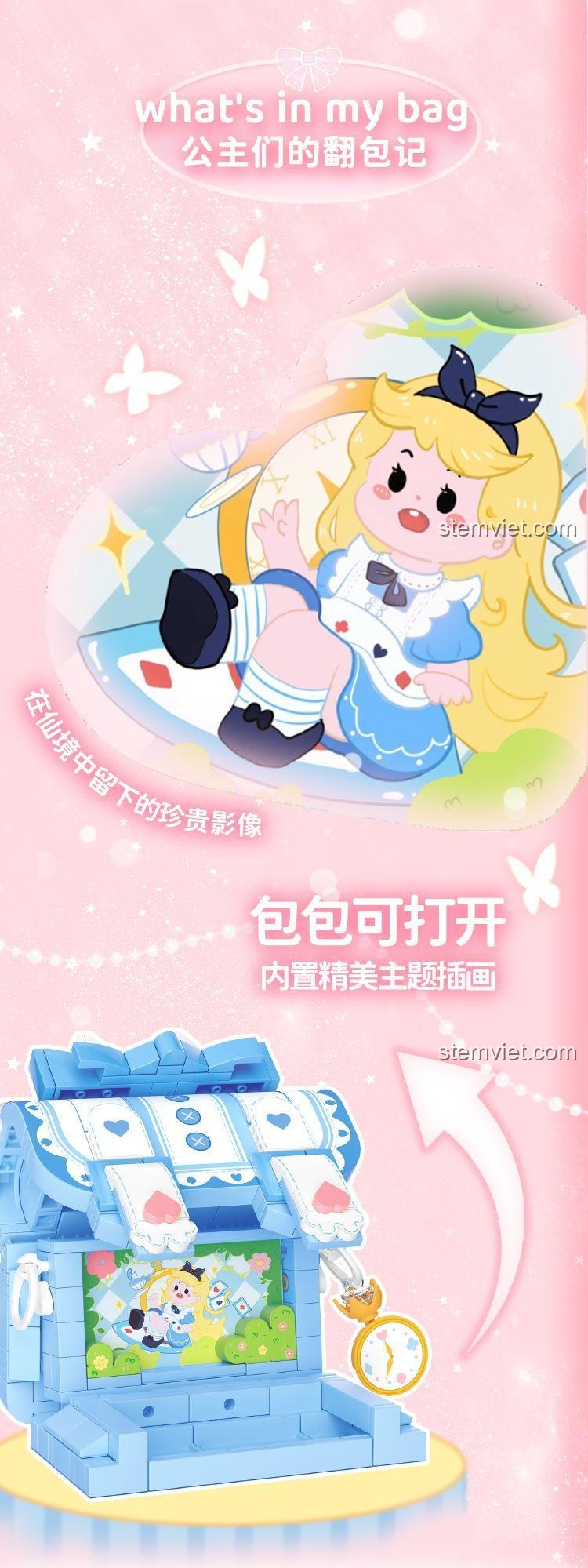 Tính năng mở được của đồ chơi xếp hình 516912, bên trong có hình minh họa đẹp mắt.