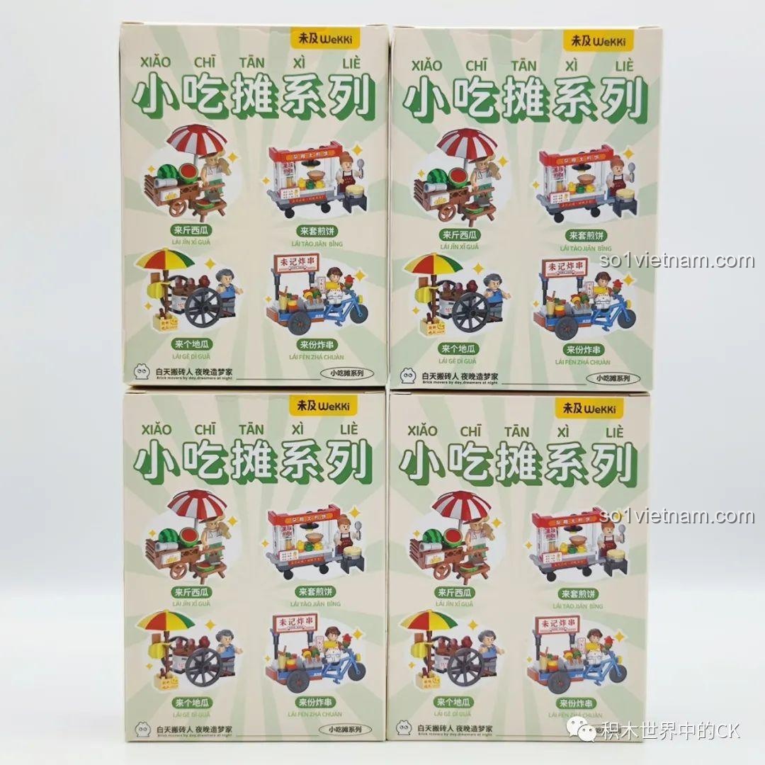 Hộp sản phẩm Wekki 516952A Quầy Bán Dưa Hấu và các quầy ăn vặt khác, đồ chơi mô hình mini cho bé trai 6 tuổi, giá hời.