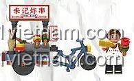bộ lắp ghép Wekki 516952D Xe Đạp Bán Đồ Chiên Xiên Que, mô hình tí hon, chi tiết sống động, cho bé gái 6 tuổi, giá tốt