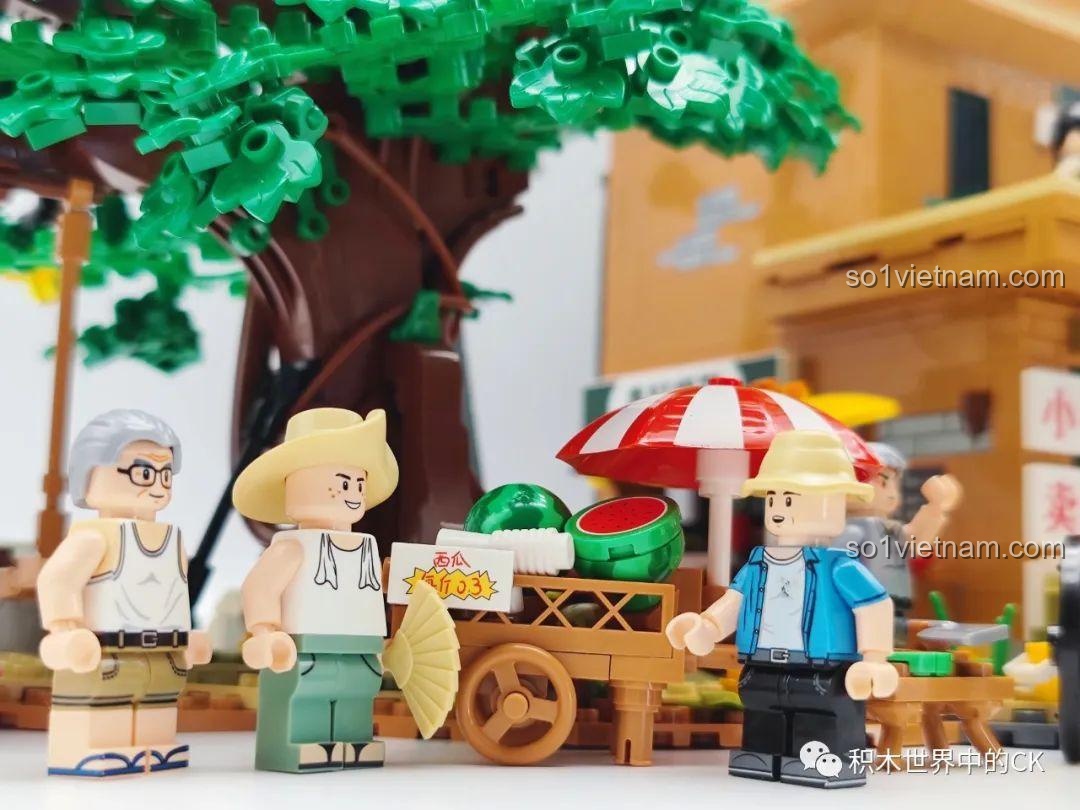 Toàn cảnh khu phố ăn vặt Wekki từ trên cao, cho thấy tổng thể mô hình và sự sắp xếp hợp lý.