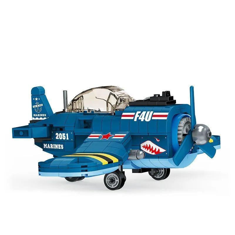 Bộ lắp ghép Wele Chuangxiang 20514 Máy bay chiến đấu F4U màu xanh dương, mô hình Q-version độc đáo, phù hợp bé trai 6 tuổi, giá tốt.