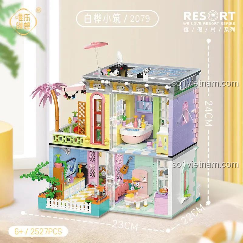 Mô hình ngôi nhà 3 tầng Bạch Dương Tiểu Trúc có hồ bơi 2079