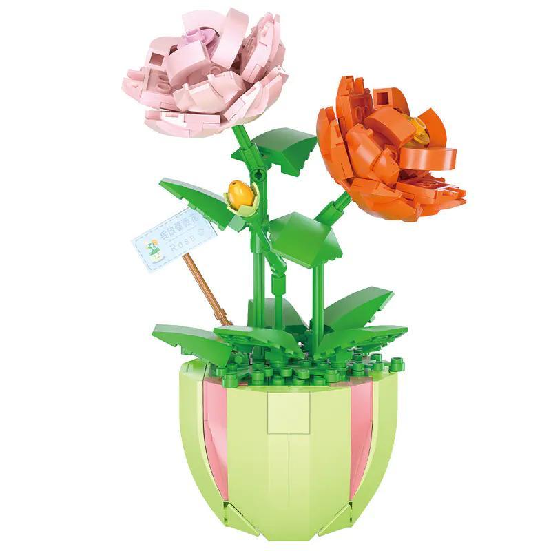 bộ đồ chơi Hoa Hồng Nở Rộ Welê Creative 2080, mô hình hoa hồng lắp ráp, đồ chơi trang trí cho bé gái 6 tuổi, giá tốt