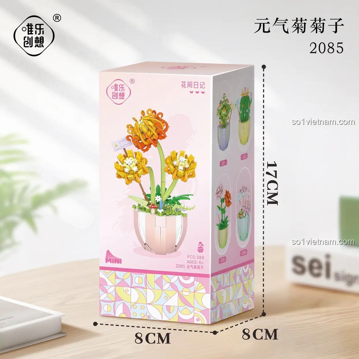Wele Creative 2085 hộp sản phẩm, chậu hoa cúc năng động, kích thước hộp 17cm, cho bé gái 6 tuổi, giá bình dân