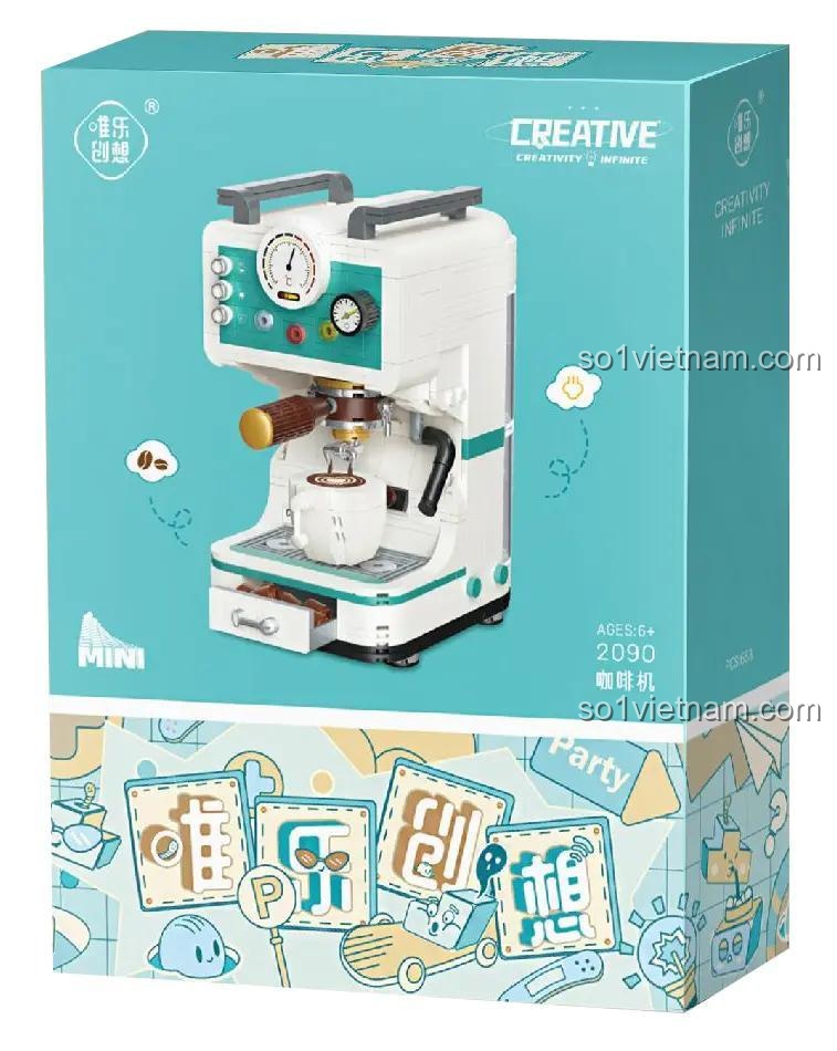 Hộp bộ lắp ghép Wele Creative 2090 Máy Pha Cà Phê, đồ chơi xếp hình cho bé trai và bé gái 6 tuổi, giá tiết kiệm.