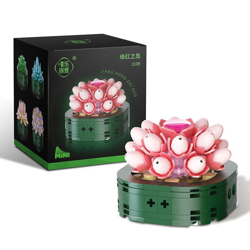 Bộ lắp ghép Cây Mọng Nước Đỏ Wele Creative 2109, mô hình trang trí tinh xảo, chất lượng cao, phù hợp cho bé gái 6 tuổi, giá tốt.