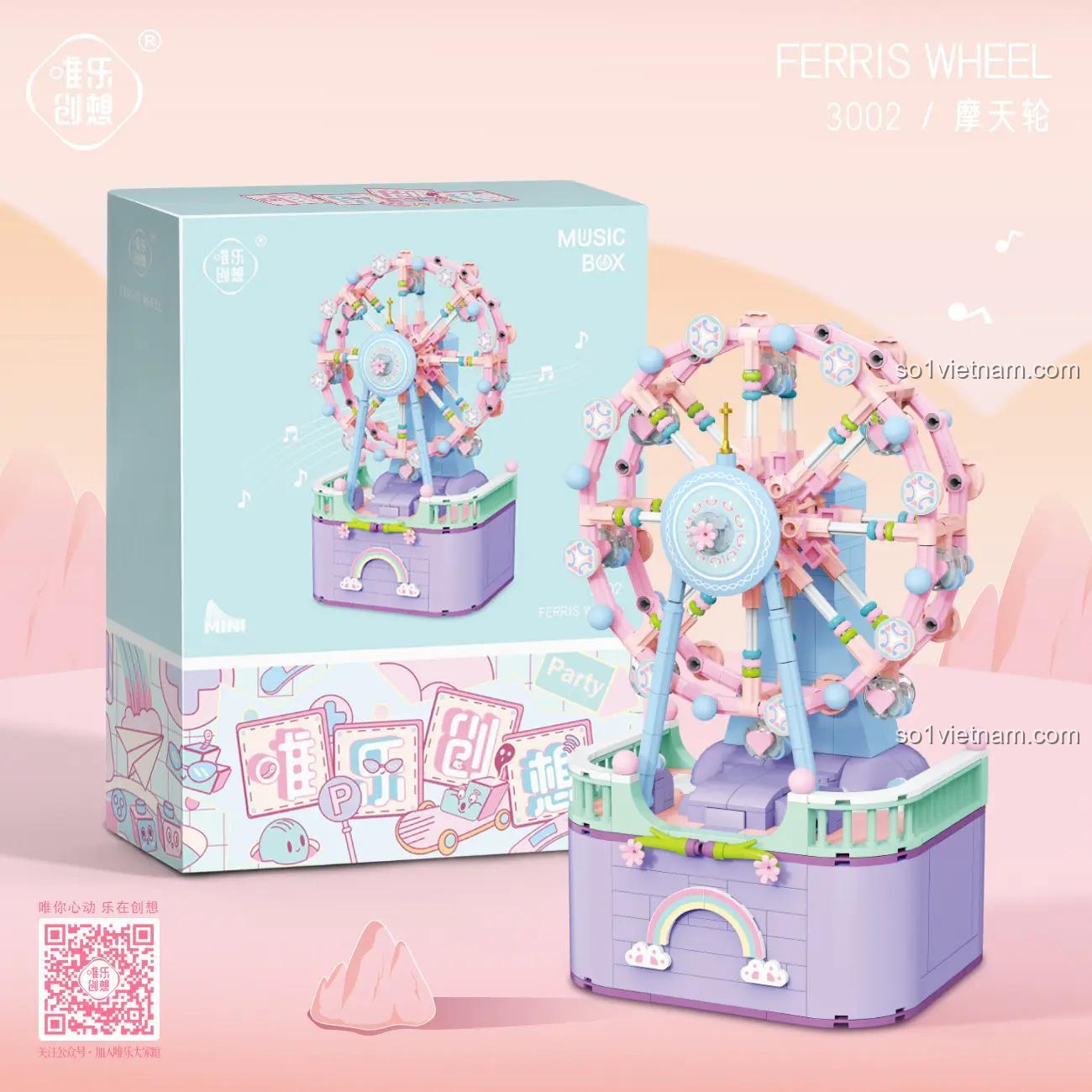Wele Creative 3002 bộ lắp ghép Vòng quay Ferris, mô hình hộp nhạc màu pastel, quà tặng bé gái 6 tuổi giá tốt