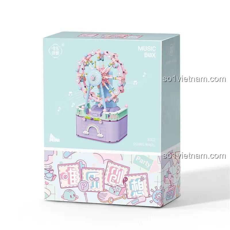 Hộp nhạc Vòng quay Ferris Wele Creative 3002, bộ xếp hình mô hình Vòng quay Ferris, quà tặng bé gái 6 tuổi tiết kiệm