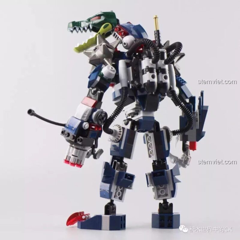 Robot Mecha Cá Sấu trong tư thế chiến đấu, sẵn sàng xung trận.