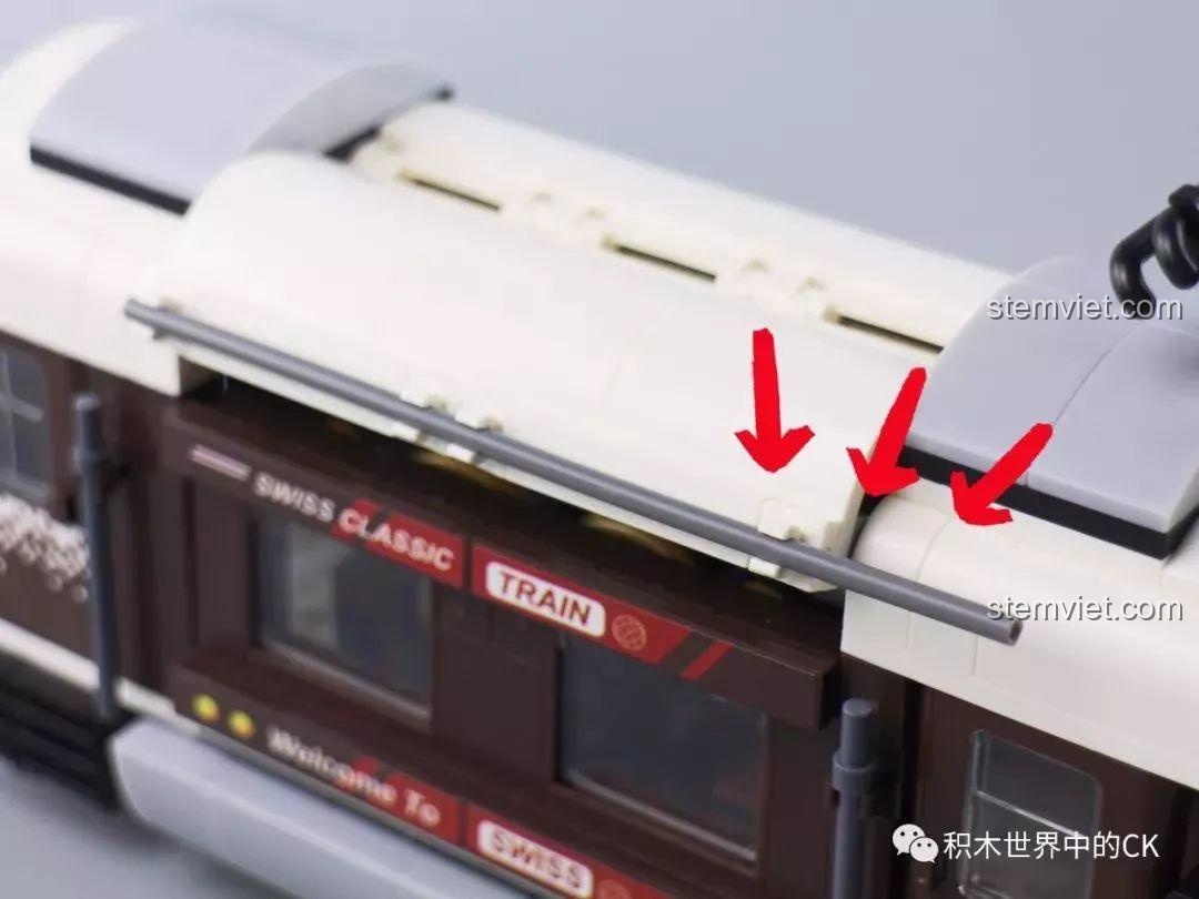 Chi tiết ống mềm dọc thân tàu của bộ Winner 5090 Tàu Hỏa Thành Phố Cổ Điển Thụy Sĩ, cần điều chỉnh.