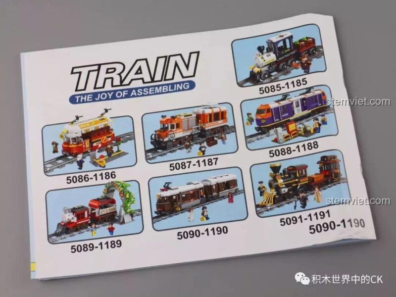 bộ xếp hình Tàu Hỏa Thụy Sĩ Winner 5090 mặt sau hộp có các bộ khác cho bé trai 6 tuổi