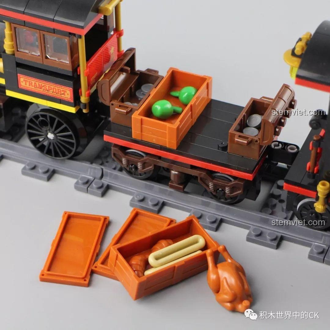 Toa ăn uống của bộ đồ chơi Winner 5091 Tàu Hỏa Hơi Nước Thành Phố, với thiết kế chi tiết và đèn trang trí