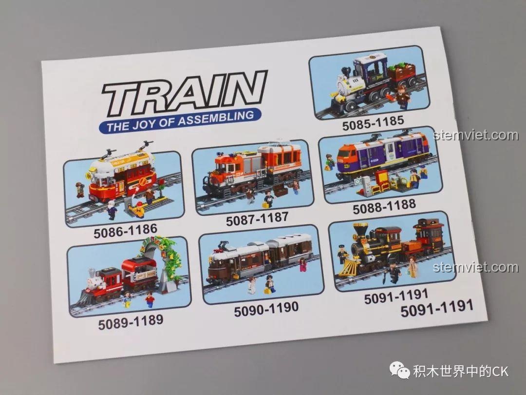 Mặt sau sách hướng dẫn Winner 5091, giới thiệu các mẫu đồ chơi mô hình khác trong series