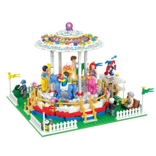 Bộ lắp ráp Vòng quay ngựa gỗ Winner 7034 với 9 minifigures, đồ chơi xếp hình cho bé gái 6 tuổi giá rẻ.