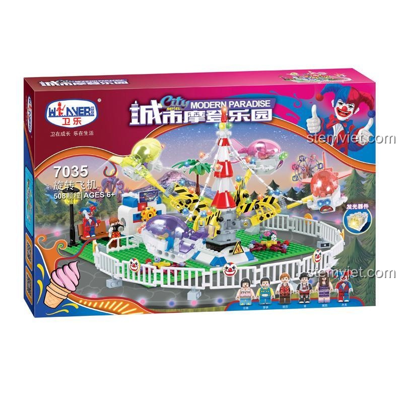 Hộp đồ chơi xếp hình Winner 7035 Đu quay máy bay 508 mảnh, món quà giá rẻ cho bé trai và bé gái.