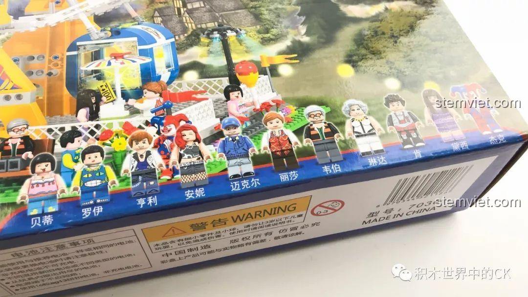 Cận cảnh 11 minifigures đi kèm trong bộ đồ chơi xây dựng Vòng quay khổng lồ 7036, với nhiều nhân vật đa dạng.