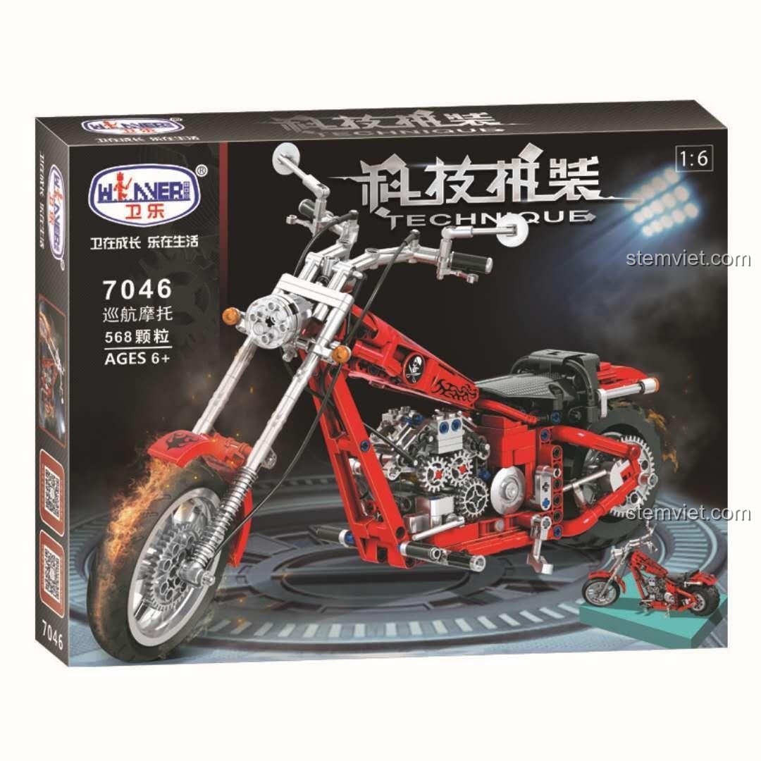 Hộp sản phẩm Mô hình Xe máy Harley Davidson Cruiser Winner 7046