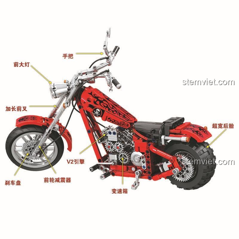 Mô hình Xe máy Harley Davidson Cruiser Winner 7046 - Chi tiết động cơ