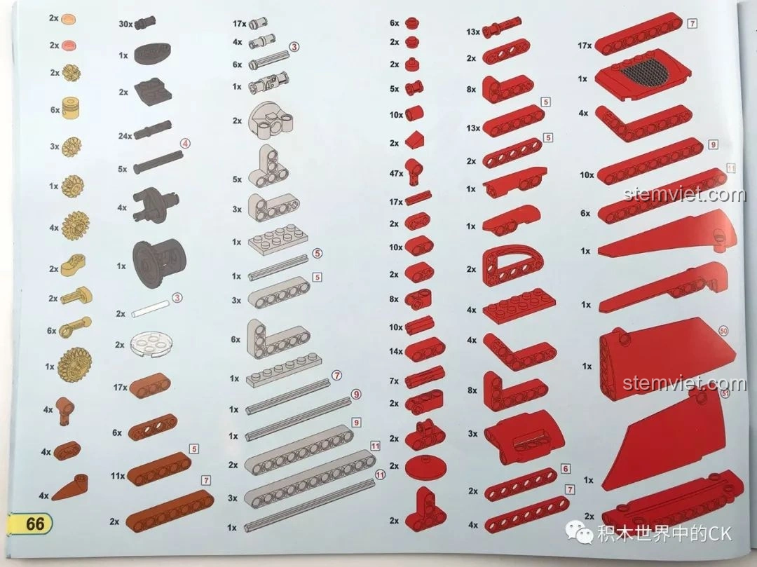 Trang danh sách chi tiết đầu tiên của bộ lắp ráp Winner 7062 Xe Mui Trần Cổ Điển, liệt kê các mảnh ghép.