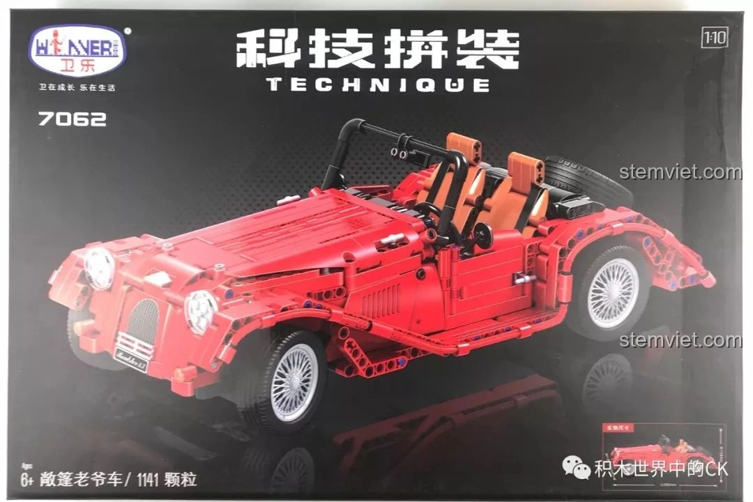 Hộp trước bộ lắp ráp Winner 7062 Xe Mui Trần Cổ Điển màu đỏ, thiết kế sang trọng, thu hút mọi ánh nhìn.