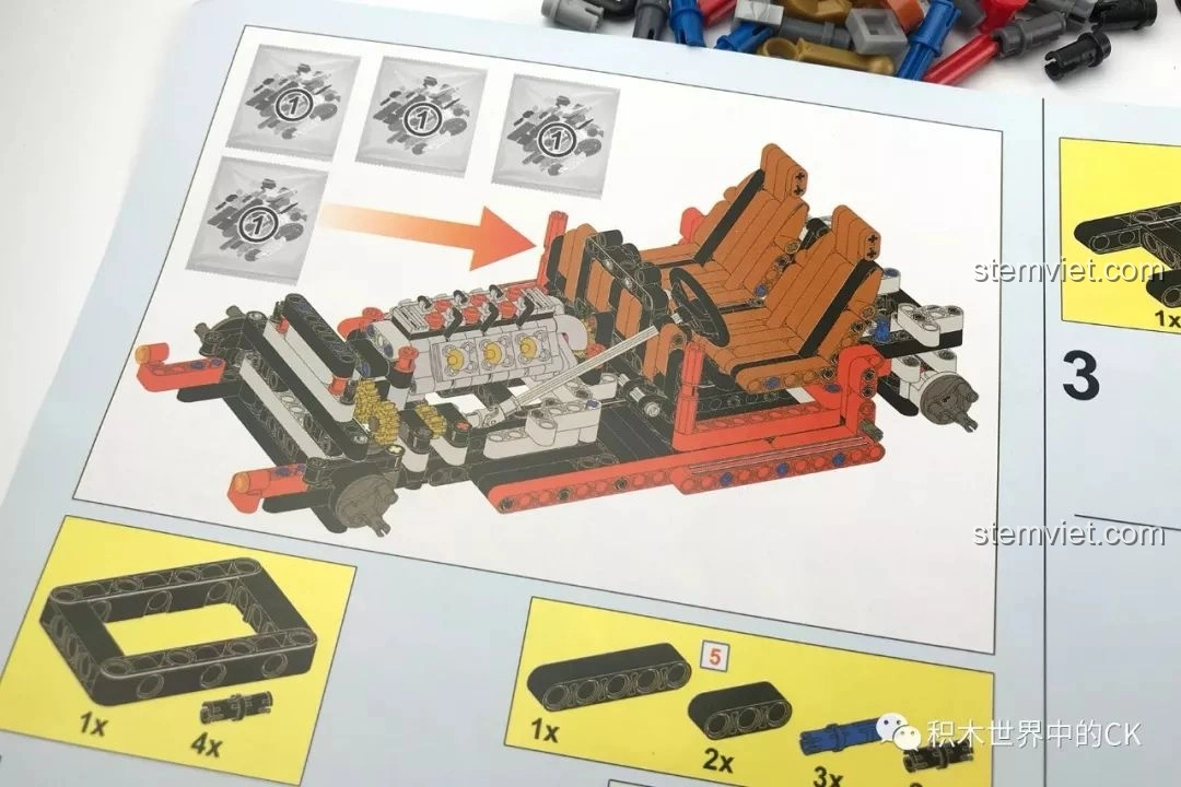 Trang hướng dẫn lắp ráp của Winner 7062 Xe Mui Trần Cổ Điển, chỉ dẫn phân loại túi chi tiết theo bước.