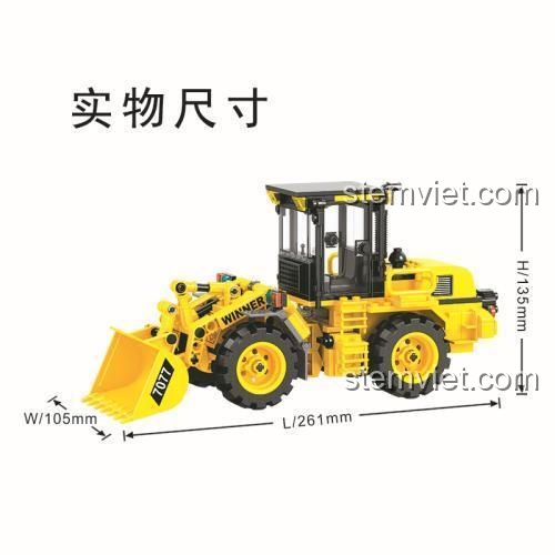 Kích thước thực tế của đồ chơi xây dựng Winner 7077, dài 26.1cm.