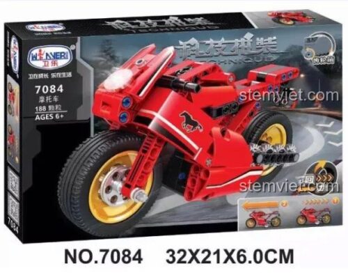Hộp đồ chơi mô hình Winner 7084 xe máy đua Technic, món quà sáng tạo cho con trai trên 6 tuổi.